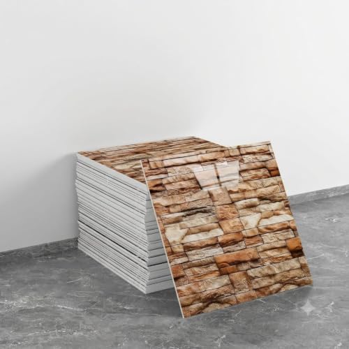 Image of OCEANSKY Brown Abstract Design Marble UV Panels, Pack of 16