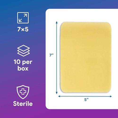 Image of Honey Hydrogel Sheet Dressing 7 inchx5 inch - 10 Hydrogel Sheets with 30% Medical Grade Honey for Wounds - Good for Ulcers, Surgical Wounds, Donor Sites, Cuts, Abrasions, and More
