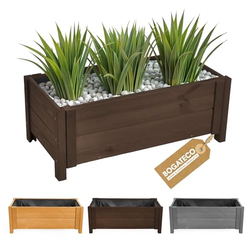 BOGATECO Pflanzkasten Pflanzkübel Groß Außen aus Holz 80 x 38 x H30 cm |...