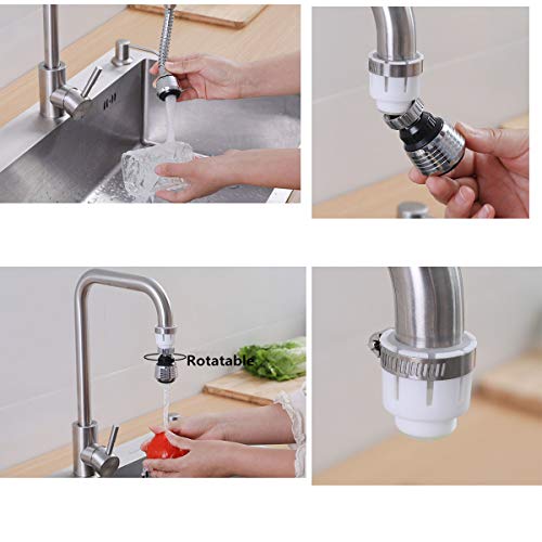 Alfyng 3 Pack Faucet Extension Tubes - Kitchen Faucet Extender, Flexible 360 Degrees Stainless Steel Faucet Sprayer Extension, Water Saving Device Anti-Splash Faucet 2 Modes With Universal Connector #TOP4