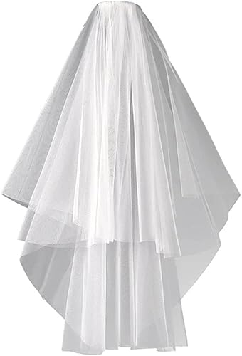 Miniatura 1 de Sekhluno Velo de novia velo de boda de 2 niveles para novia con peine velos cortos para mujer