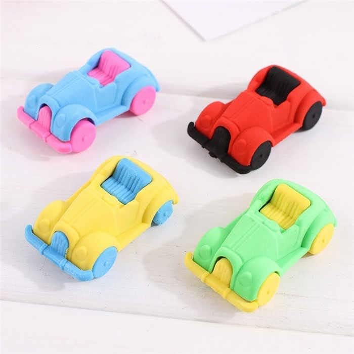 Image of AK Store (Pack of 4) 3D Cute Cartoon Shape Rubber Pencil Erasers, School Stationery for Kids, Boys Girls, Birthday Return Gifts (Cars)