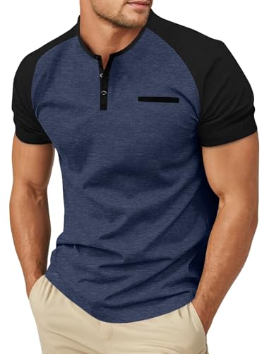 Image of Sailwind Men's Cotton Henley Short Sleeve Casual T-Shirts with Pocket