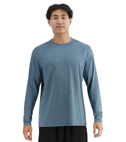 TYR Men's Sun Defense Long Sleeve Shirt (Large, Majolica)