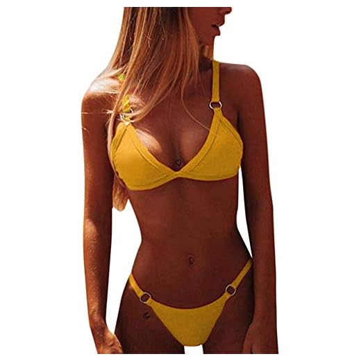 CheChury Bikini Mujer Conjuntos Brasileño Sexy Tanga Mujer Playa Ropa de Baño Traje de Baño Sexy Bañador de Baño Tops y Braguitas 2 Piezas Verano