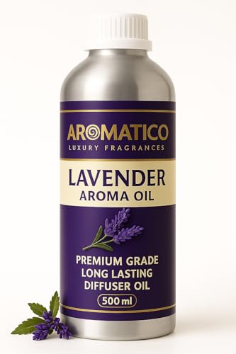 Image of AROMATICO Lavender Diffuser Oil with Strong, Long-Lasting Aroma for Homes, Offices & Showrooms. Aromatherapy, Diffusers, Air Purifiers, Vaporizers - 500ML