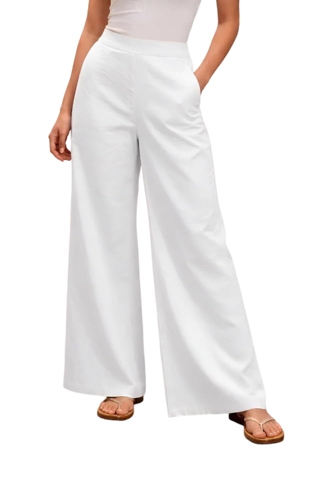 mirhanika 100% Cotton Wide Leg Straight Korean Pants for Women Stylish Western Palazzo Parallel Leg Trouser Casual Lounge Office Wear-picture-37