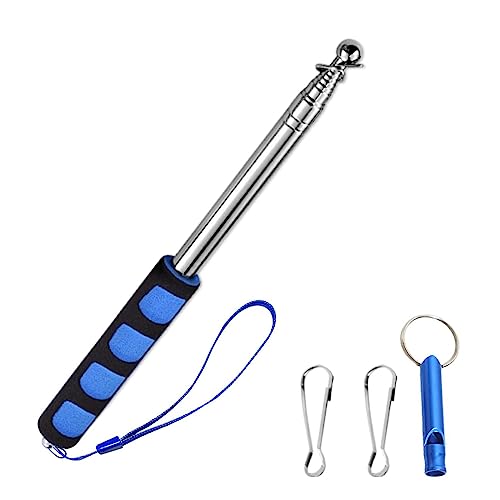 Asta Telescopica per Bandiera,Asta della Bandiera Acciaio Inox,Asta Portabandiera Telescopica,Aste Bandiera Telescopiche,Telescopica Asta della Bandiera,Con 2 gancio E 1 fischi,1.2 Metri,Bleu,1 pièce