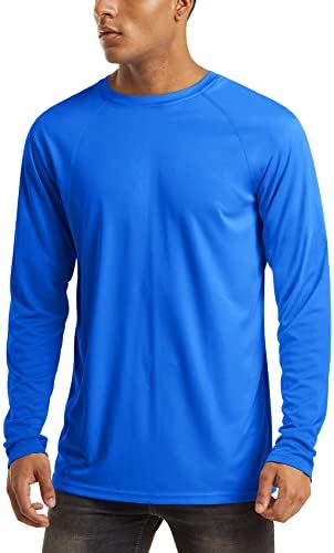 UPF 50 Shirts for Men Sun Protection Clothing Men Long Sleeve UV Protection Shirts for Men Athletic Shirts Dry Fit Running Shirts Bright Blue