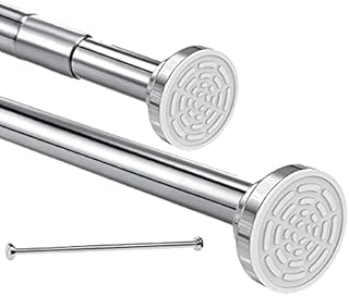 Shower Curtain Rod extendable(34-55 Inch), Non-Slip, Never Rust, Tension Curtain Rod, No Drilling,304 Stainless Steel, Never Collapse,for Bathroom,Kitchen, Garderobe