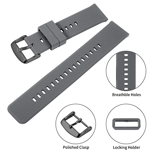 TStrap Silicone Watch Bands Rubber - Dark Grey Quick Release Watch Straps Soft - Waterproof Military Watch Strap for Men Women - for Smart Watches Bracelet Replacement 18mm 19mm 20mm 21mm 22mm by TStrap - Used condition - Image 3