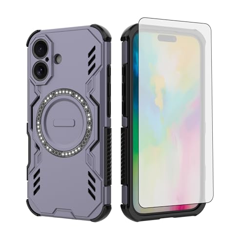 Coque iPhone 16 rigide anti-rayures protégeant l'écran avec aimant intégré