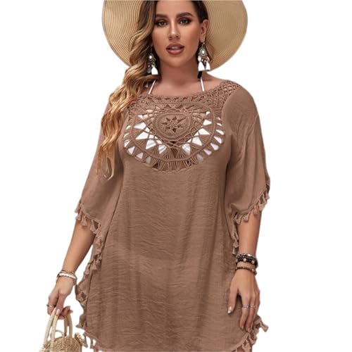 Robe de plage ajourée ample en kaki pour sublimer vos après-midis piscine