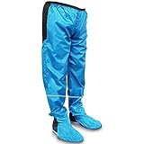 Rainrider Regenhose für Damen und Herren wasserdicht inkl. einfaltbare Schuhüberzieher, Regenfeste Fahrradbekleidung geeignet zum Wandern, Angeln oder als Gartenhose (Horizon Blau mit Reflektor, L)