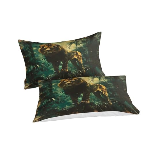 Housse de couette lion finition premium lit simple en microfibre - 3