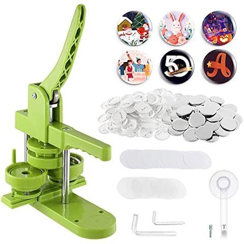 Dyna-Living Badge Maker Machine Badge Button Press 58mm(2.28in) DIY Round Pin Badge Making Kit Badge Punch Press Machine with 200pcs Button Parts and Circle Cutter Cover