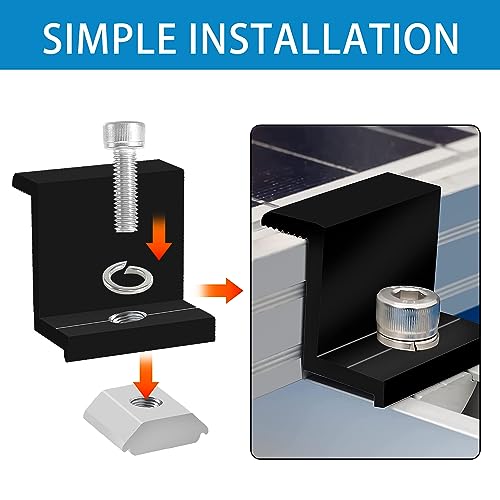 ZIOYA 8 Stück Solarmodul Halterung 30mm Solarpanel Halterung Sind Verstellbar Befestigung Solarmodul Halterung Geeignet für Wohnmobile, Dächer (Schwarz, Aluminiumlegierung)