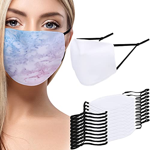 Geyoga 10 Pieces Sublimation Face Covering with Adjustable Ear Loop for Protecting Face (Black)