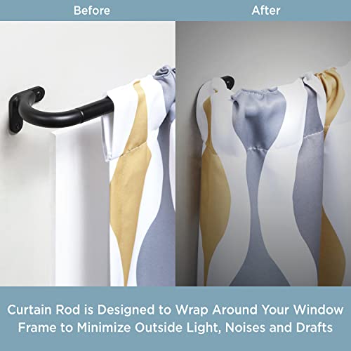 Kenney 3/4" Curved Wrap Around Room Darkening Curtain Rod, Black, 28-48" #TOP1