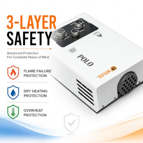 Image of POLO 6L LPG Gas Geyser for Cylinder Gas | Pure Copper Heat Exchanger | ISI & BIS Certified | Instant Water Heater | No Electricity Required | 2 Years Warranty | White