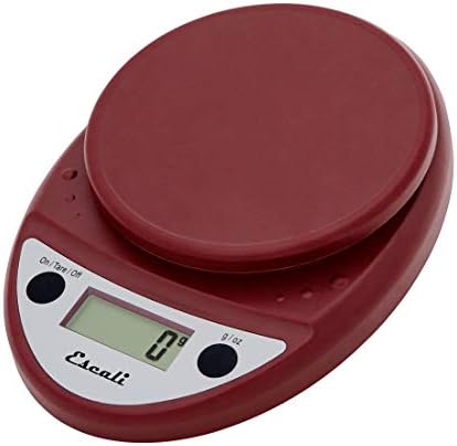 Escali Primo Digital Food Scale Multi-Functional Kitchen Scale and Baking Scale for Precise Weight Measuring and Portion Control, 8.5 x 6 x 1.5 inches, Warm Red