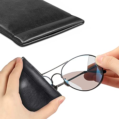 Alladaga 3 Pack Leather Soft Sunglasses Case Squeeze Top Portable Eyeglasses Pouch Glasses Bag For Women Men #TOP5