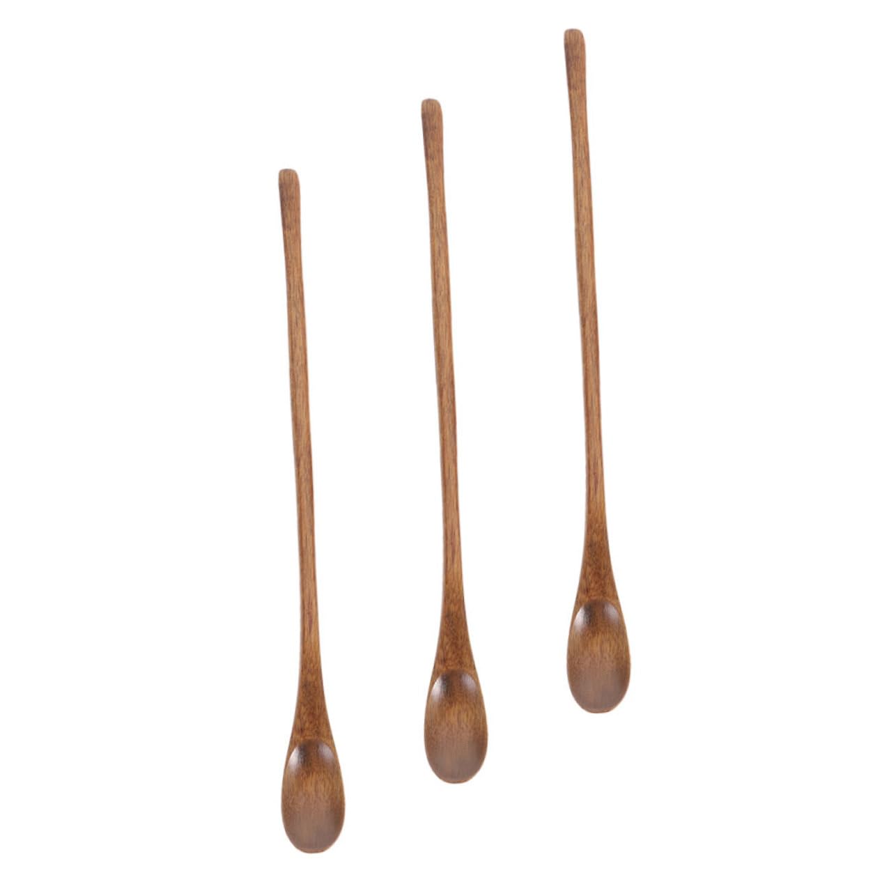 SOLUSTRE Classic Style Long Handle Salad Spoon Reusable Wooden Spoons for Salad Coffee Bar Food Serving Utensil