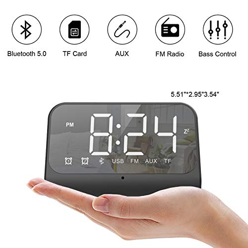 image for Wisoee Bedside Clock Radio, Digital Alarm Clock with Bluetooth Speaker