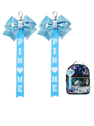 Image of Cheer Pin Me Ribbon Cheerleader Pin Me Bow Cheer Bow Keychain with Rhinestones Cheerleading Sports Accessory Gift