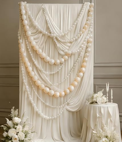Whaline 120 Pcs White Beige Quick Link Balloons Linking Balloons for Making Balloon Wall Arch Chains Pearl Balloon for Wedding Birthday Bridal Baby Shower Graduation Party Decorations (6+10 inch)