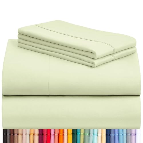 Image of LuxClub 4 PC Sheet Set Bed Sheets Deep Pockets 16 inch Eco Friendly Wrinkle Free Cooling Machine Washable Hotel Bedding Silky Soft - Sage Green Full