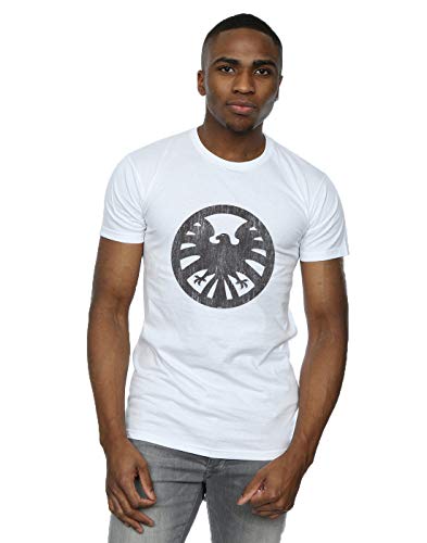 Marvel Men's Agents of Shield Distressed Logo T-Shirt White XXXXX-Large