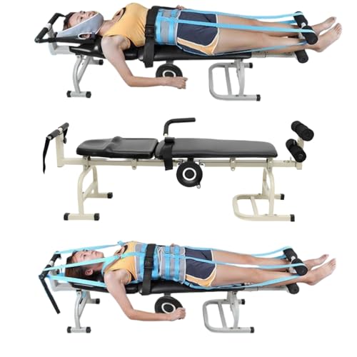 Benediction Life Lumbar Stretch Table Folding Traction Device Back Stretch Lumbar Spinal Decompression Devices Traction Bed Therapy Massage Table for Cervical Spine