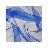 Voile en organza pour rideaux et costumes Bleu roi 0,5 m Largeur 145 cm