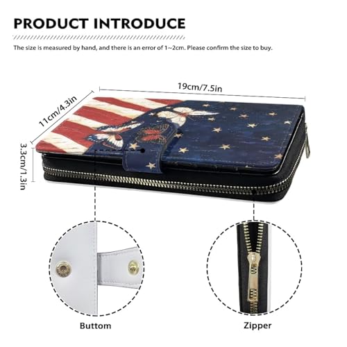 Image of COEQINE Ladies Wallets Pink Leopard Heart Black Printed Leather Phone Long Clutch Purses Check Coin Change Holder