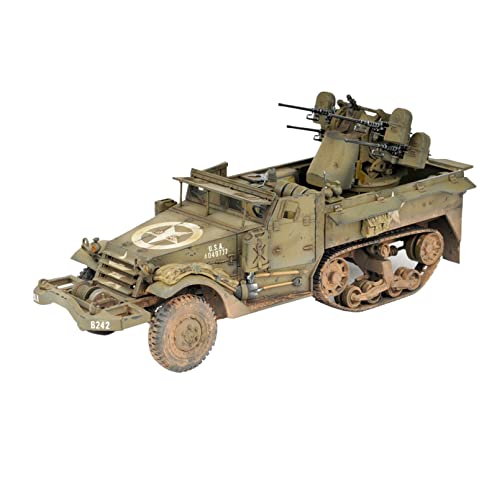 FMOCHANGMDP Tank 3D Puzzles Plastic Model Kits, 1/16 Scale US M16 Multiple-Gun Motor Carriage Model, Adult Toys and Gift, 16.3 x 6.2Inchs