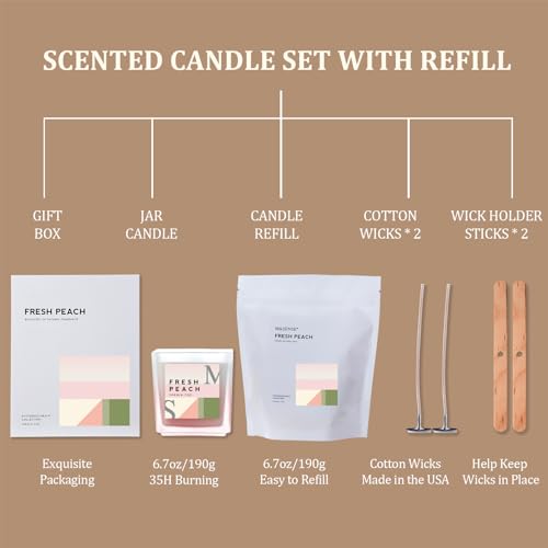 MSENSE-Peach-Scented-Candles-Gift-Set-with-Refills143oz-Soy-Jar-Candle-Set-Clean-Burning-Candle-Gifts-Up-to-80-Hours-Long-Lasting-Aromatherapy-Candle-for-Women-Girlfriend-Mom-Teacher
