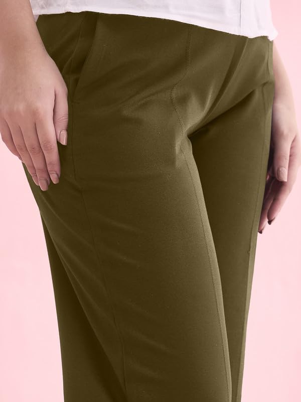 Image of GO COLORS Stretch Rayon Blend Ponte Wide Pants Full Length for Women| Breathable, High Rise