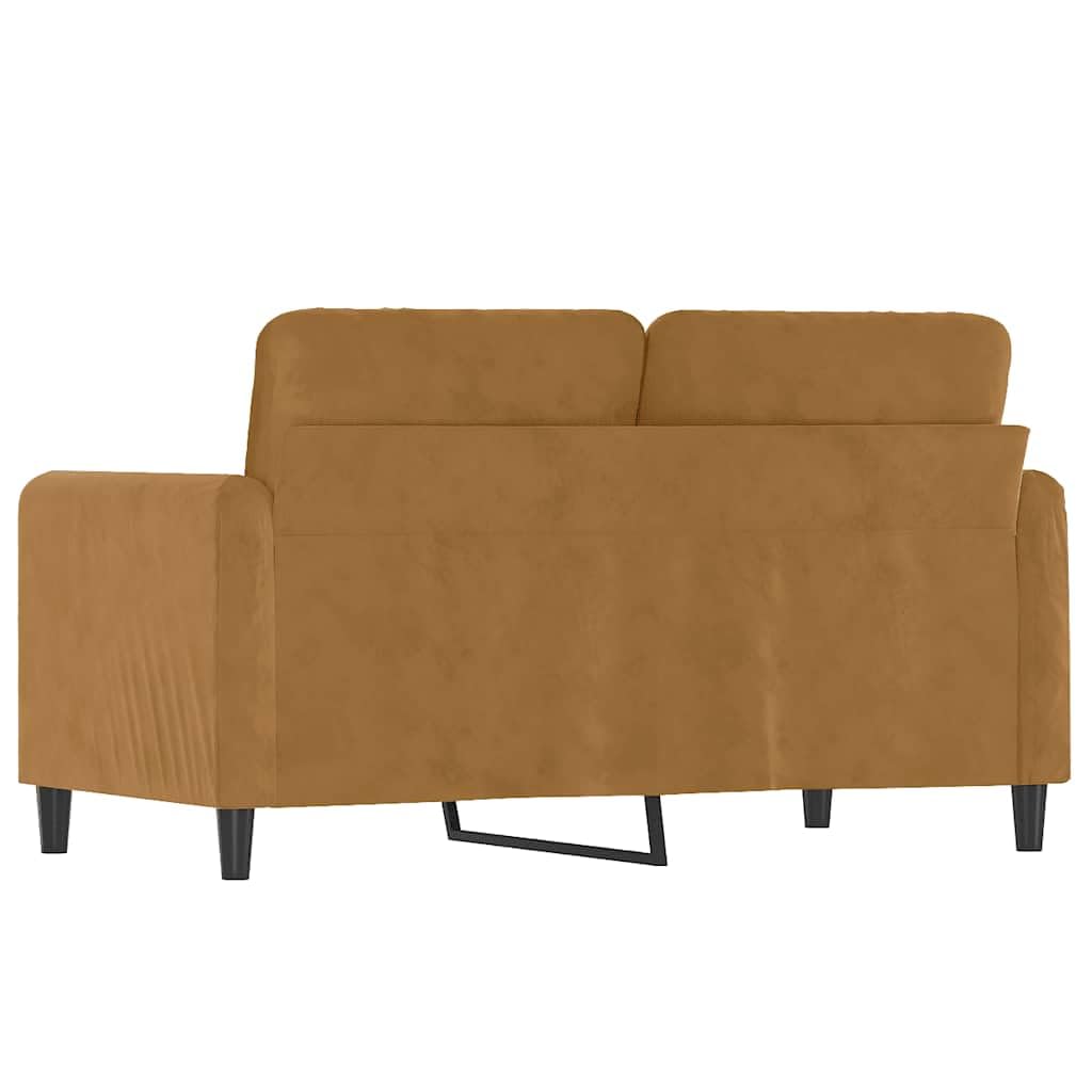 Sofa 2-osobowa, brązowa, 120 cm, aksamitna, metalowa rama, gruba wyściółka, miękki luksusowy materiał, wytrzymały, stabilny, wygodny komfort siedzenia do salonu