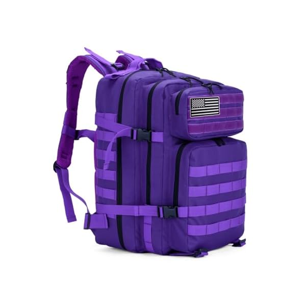 Military-Tactical-Backpacks-for-MenWomen-45L-Army-Molle-Daypack-3-Day-Bug-Out-Bag-Hiking-Trekking-RucksackPurple SEYATULLH Military Tactical Backpacks for Men/Women 45L Army Molle Daypack 3 Day Bug Out Bag Hiking Trekking Rucksack(Purple)