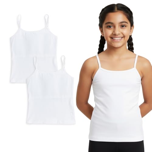Image of YouGotPlanB Cotton Padded Camisole | Pack of 2 | Ages 8-16 Years | Built-in Light Padding | Full Coverage | Ideal for School