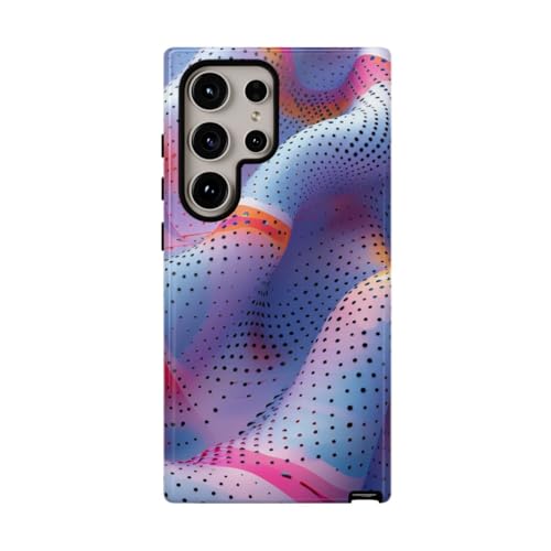 Coque Samsung S24 Ultra bleu rigide anti-rayure motif pois ondulés brillant