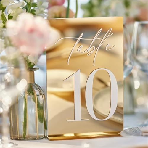 Numéros de table de mariage miroir doré pour un plan de table sans faute - 2