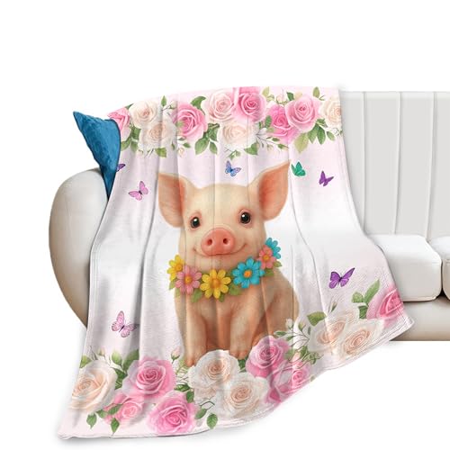 Pig Blanket Gifts for Piggy Lover Throw Blanket Pigs Theme Soft Cozy Fleece Fuzzy Plush Flannel Blankets Gifts for Women Girls Kids Adults 50X40