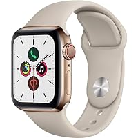 Apple Watch Series 5 (GPS + Cellular) 40mm Gold Stainless Steel Case Smartwatch with Stone Sport Band - Refurbished
