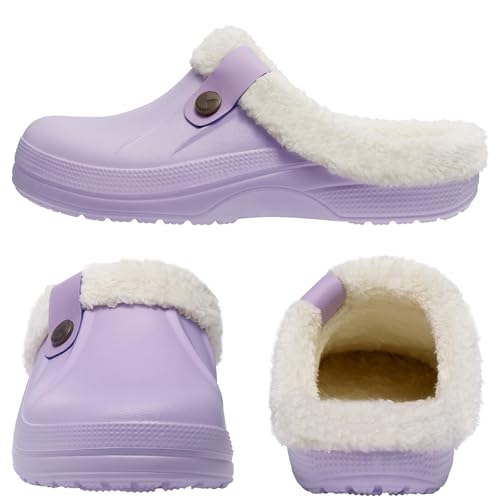 Image of Beslip Fur Lined Clogs for Women & Men Fuzzy Slippers with Memory Foam
