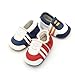 XWANZI Slippers for Baby Girls Elastic Band First Walkers Low Cut White Stripes Red Fashion Causal Infant Slippers 0-6 Months