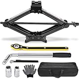 Scissor Car Jack 2.5 Ton (5511 lbs) Tire Changing Kit with Lug Wrench - Emergency Kit for Car, SUV, MPV