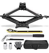 Car Jack Kit Scissor Jack for Car 2.5 Ton (5511 lbs) Tire Jack Tool Kit Universal Car Emergency K...