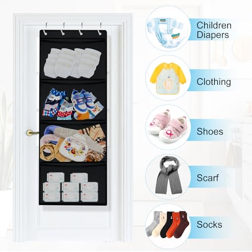 Aolso Over Door Stuffed Animal Storage, Toy Organizer With 4 Large Pockets and 4 Support Bars, Large Capacity for Closet Plush Toys - Image 4